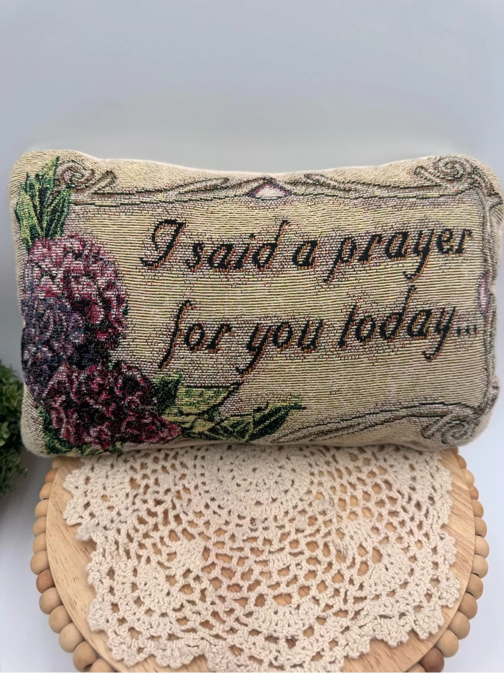 Vintage cross stitch throw pillow I said a prayer for you today